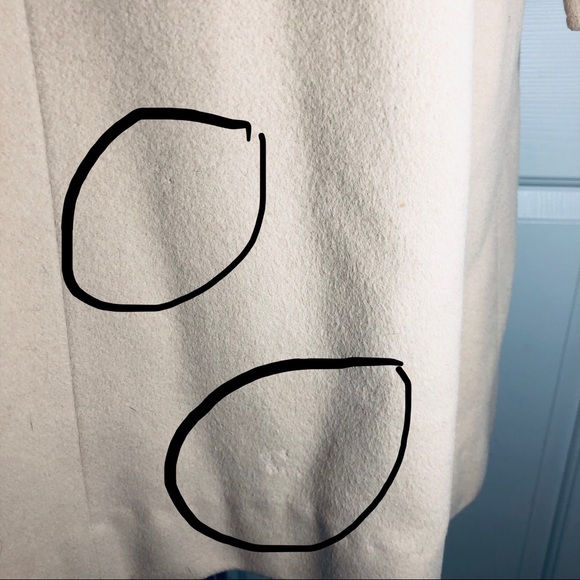 Vintage Cashmere Mink Fur Collar Pockets Coat Jacket Beige Size Large - Picture 14 of 16